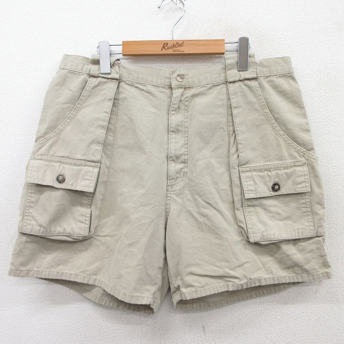 W37★古着 ショート ブッシュ パンツ ショーツ メンズ コットン ベージュ カーキ 25apr17 中古 ボトムス 短パン ショーパン