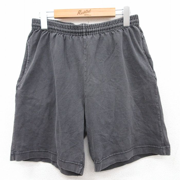 【50%OFF】W29★古着 ショート イージー パンツ ショーツ メンズ コットン USA製 黒 ブラック 25apr17 中古 ボトムス 短パン ショーパン