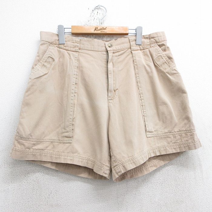 W36★古着 ショート パンツ メンズ 90年代 90s コットン ベージュ カーキ 25apr18 中古 ボトムス 短パン ショーパン ハーフ