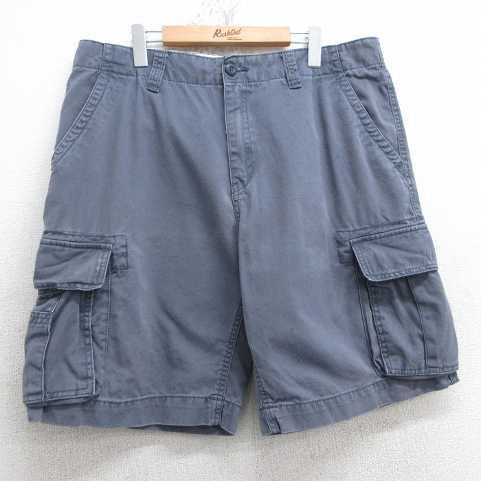 W38★古着 オールドネイビー OLD NAVY ショート カーゴ パンツ メンズ コットン 濃グレー 25apr18 中古 ボトムス 短パン ショーパン