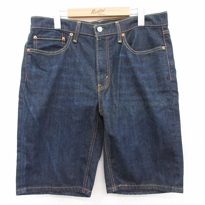 W34★古着 リーバイス Levis 541 ショート パンツ ショーツ メンズ ヒゲ 濃紺 ネイビー デニム 25apr18 中古 ボトムス 短パン ショーパン ハーフ