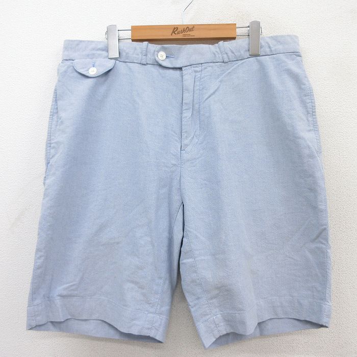 W36★古着 ラルフローレン Ralph Lauren ブランド ショート パンツ ショーツ メンズ 90年代 90s 犬 コットン 薄紺 ネイビー 25apr18 中古 ボトムス 短パン ショーパン ハーフ