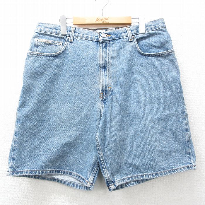 W36★古着 カルバンクライン Calvin Klein ショート パンツ ショーツ メンズ 00年代 00s 紺 ネイビー デニム 25apr19 中古 ボトムス 短パン ショーパン ハーフ