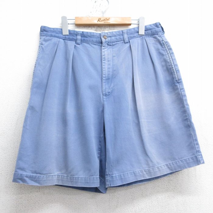 W34★古着 ラルフローレン Ralph Lauren ブランド ショート チノ パンツ チノパン メンズ コットン 薄紺 ネイビー 25apr19 中古 ボトムス 短パン ショーパン