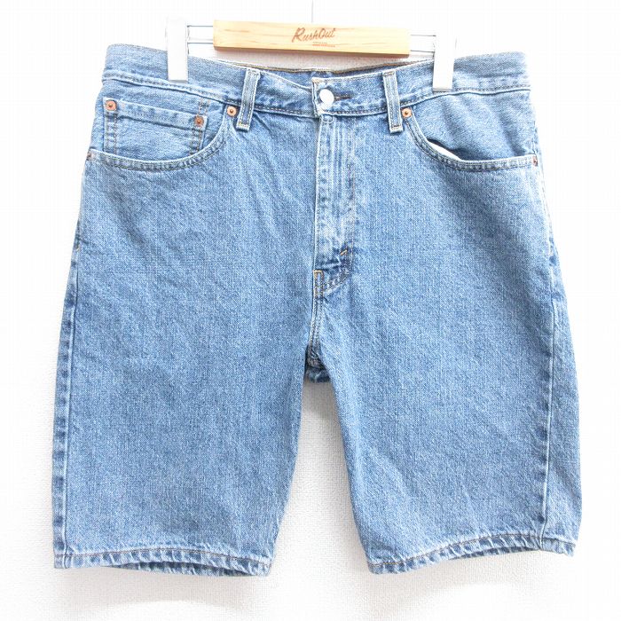 W35★古着 Levis リーバイス 505 ショート パンツ ショーツ メンズ コットン 紺 ネイビー デニム 25apr21 中古 ボトムス 短パン ショーパン ハーフ