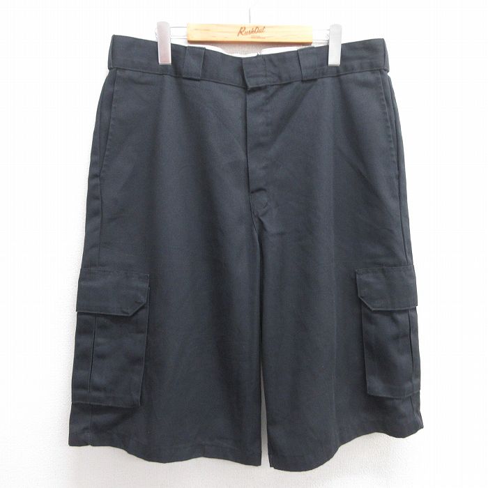 W36★古着 ディッキーズ Dickies ショート ワーク カーゴ パンツ ショーツ メンズ 黒 ブラック 25apr21 中古 ボトムス 短パン ショーパン