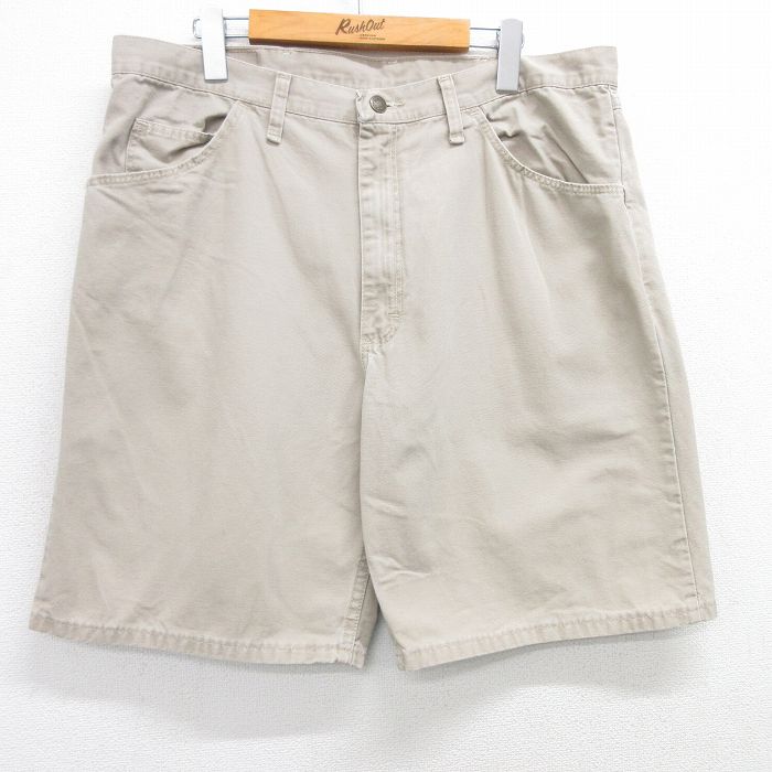 W36★古着 ラングラー Wrangler ショート パンツ ショーツ メンズ ダック地 コットン ベージュ カーキ 25apr21 中古 ボトムス 短パン ショーパン ハーフ