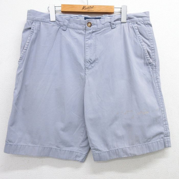 W37★古着 トミーヒルフィガー TOMMY HILFIGER ブランド ショート パンツ ショーツ メンズ ワンポイントロゴ コットン グレー 25apr21 中古 ボトムス 短パン ショーパン ハーフ