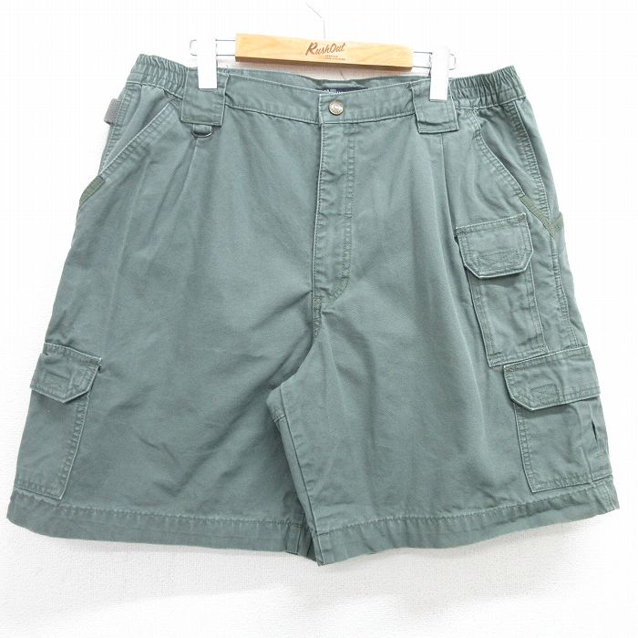 W35★古着 5.11 タクティカル ショート カーゴ パンツ ショーツ メンズ ダック地 コットン 濃緑 グリーン 25apr21 中古 ボトムス 短パン ショーパン