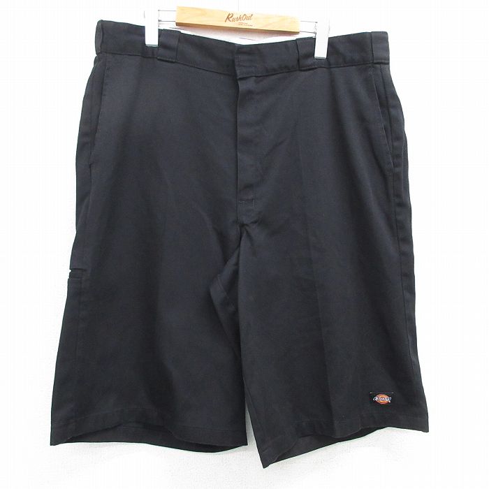 W38★古着 ディッキーズ Dickies ハーフ ワーク パンツ ショーツ メンズ 黒 ブラック 25apr21 中古 ボトムス 短パン ショーパン