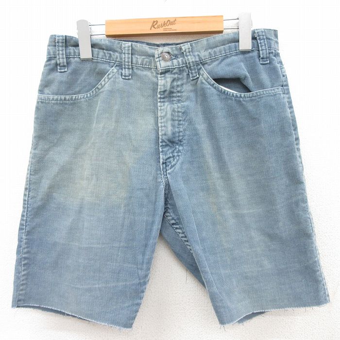 【50%OFF】W32★古着 リーバイス Levis ショート コーデュロイ パンツ ショーツ メンズ 80年代 80s タロン 薄紺 ネイビー 【spe】 25apr23 中古 ボトムス 短パン ショーパン