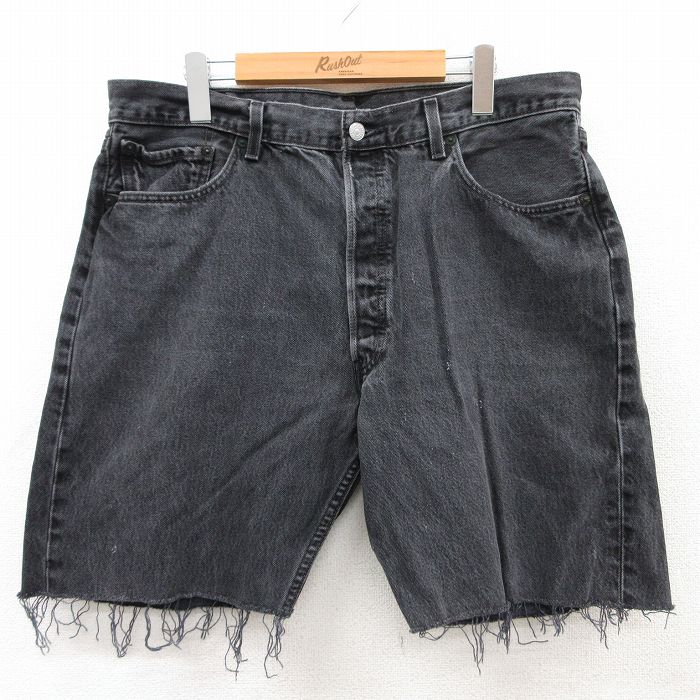【50%OFF】W37★古着 リーバイス Levis 501 ショート パンツ ショーツ メンズ 00年代 00s コットン 黒 ブラック デニム 【spe】 25apr23 中古 ボトムス 短パン ショーパン ハーフ