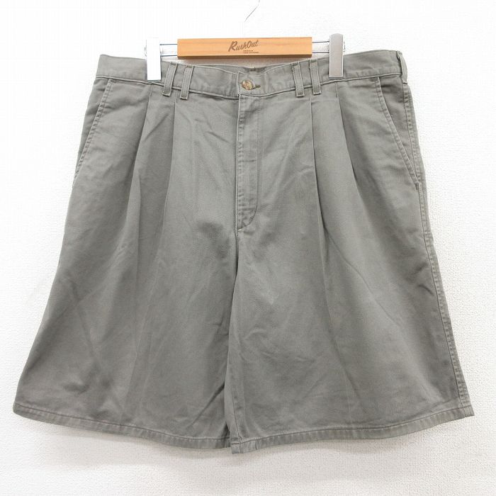 W36★古着 リー Lee ショート パンツ ショーツ メンズ 90年代 90s コットン USA製 グレー 25apr23 中古 ボトムス 短パン ショーパン ハーフ