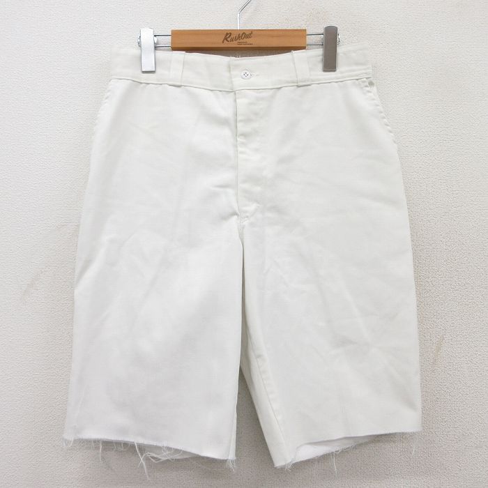 W32★古着 ショート パンツ ショーツ メンズ 90年代 90s USA製 白 ホワイト 25apr23 中古 ボトムス 短パン ショーパン ハーフ