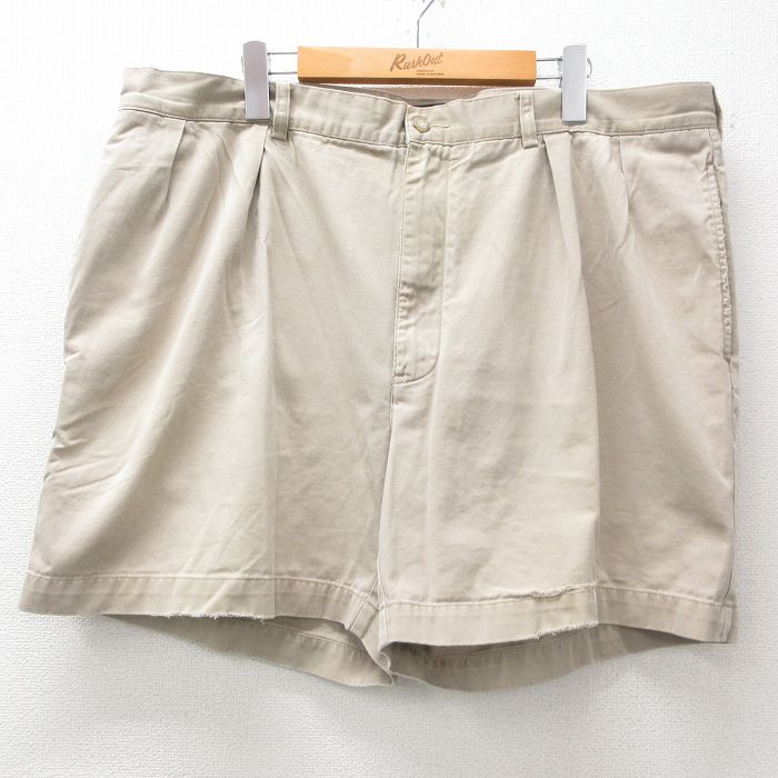 W40★古着 ラルフローレン Ralph Lauren ブランド ショート チノ パンツ チノパン ショーツ メンズ 90年代 90s 大きいサイズ コットン ベージュ カーキ 25apr26 中古 ボトムス 短パン ショーパン