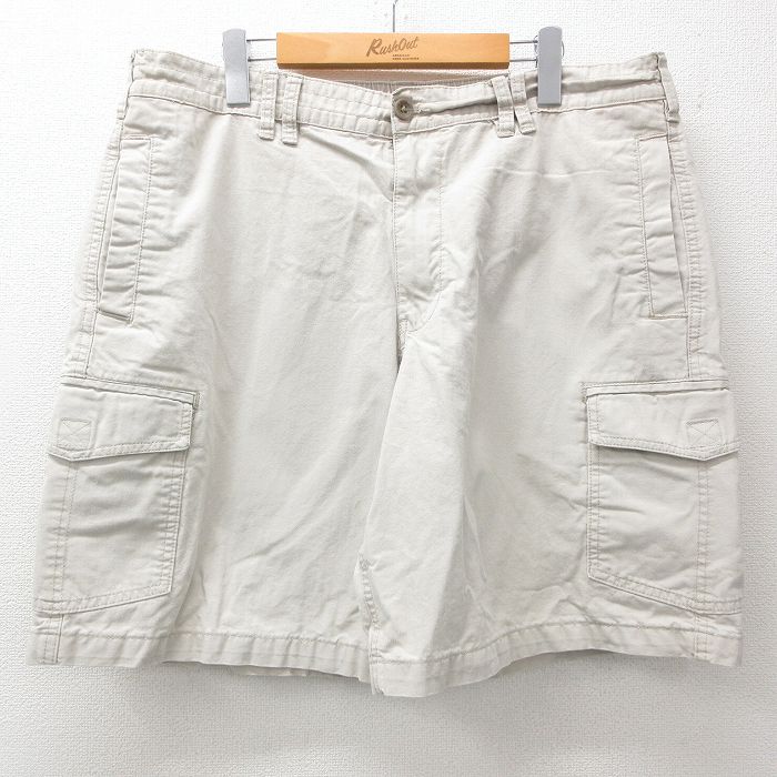 W38★古着 ベーシックエディションズ ショート カーゴ パンツ ショーツ メンズ コットン ベージュ カーキ 25apr26 中古 ボトムス 短パン ショーパン