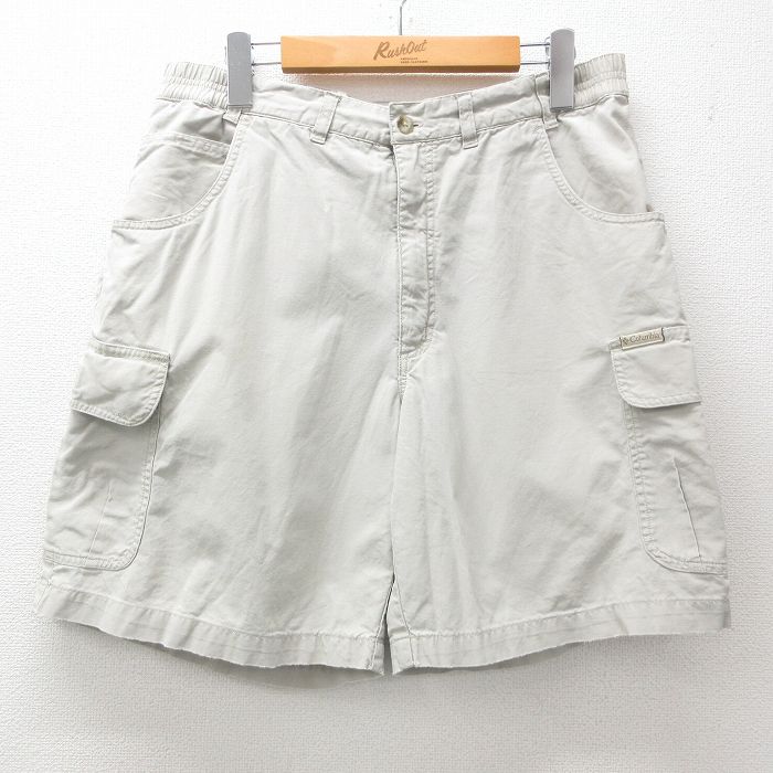 W34★古着 ベーシックエディションズ ショート カーゴ パンツ ショーツ メンズ コットン ベージュ カーキ 25apr26 中古 ボトムス 短パン ショーパン