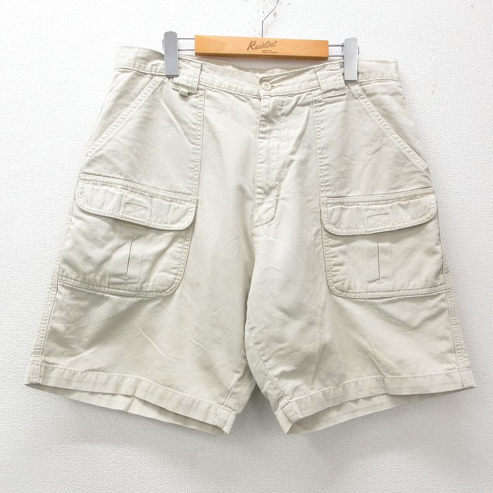 【50%OFF】W36★古着 ショート ブッシュ パンツ ショーツ メンズ コットン ベージュ カーキ 25apr26 中古 ボトムス 短パン ショーパン