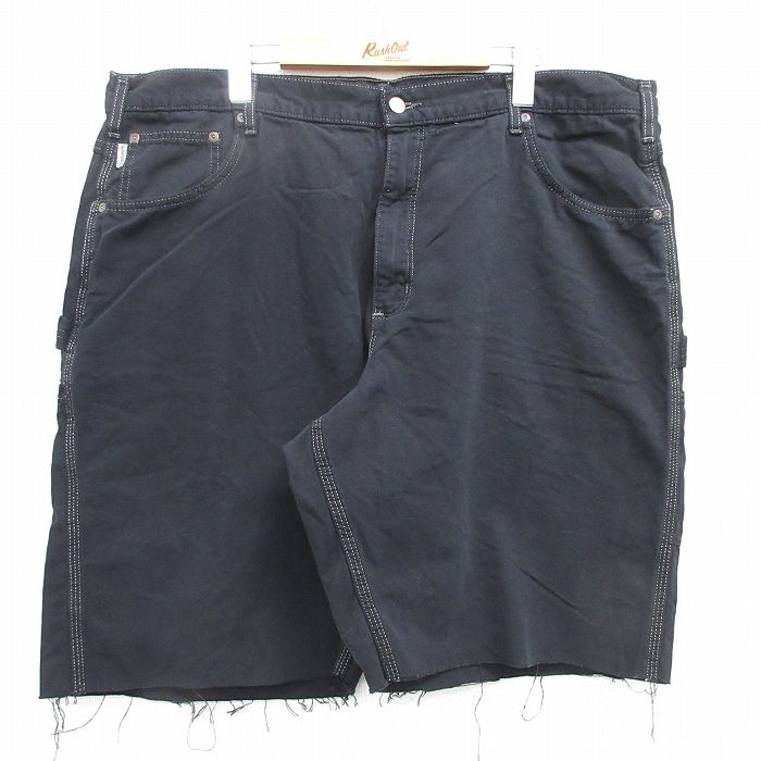 W43★古着 カーハート Carhartt ショート ペインター パンツ ショーツ メンズ ダック地 大きいサイズ コットン 黒 ブラック 【spe】 25apr26 中古 ボトムス 短パン ショーパン