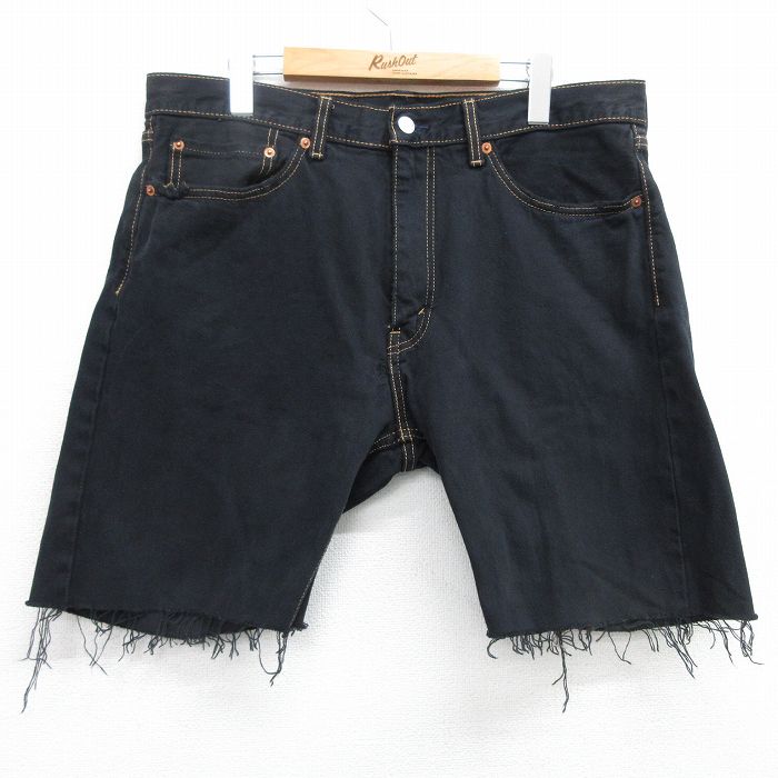 W37★古着 リーバイス Levis ショート パンツ ショーツ メンズ コットン 黒 ブラック 25apr26 中古 ボトムス 短パン ショーパン ハーフ