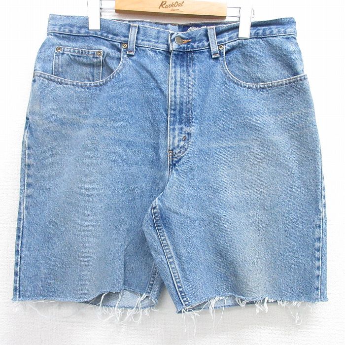 【50%OFF】W37★古着 エディーバウアー ショート パンツ ショーツ メンズ 00年代 00s コットン 紺 ネイビー デニム 25apr26 中古 ボトムス 短パン ショーパン ハーフ