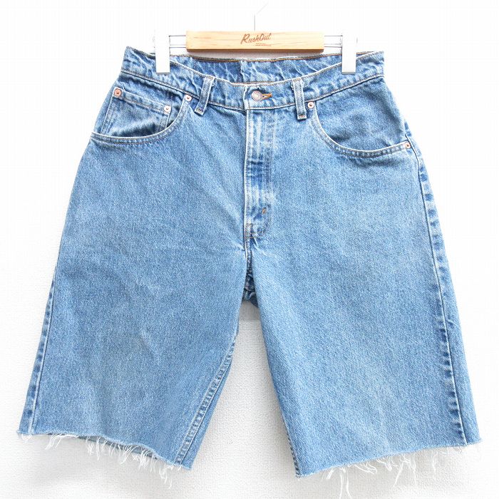 W31★古着 リーバイス Levis 560 ショート パンツ ショーツ メンズ 90年代 90s コットン USA製 薄紺 ネイビー デニム 【spe】 25apr26 中古 ボトムス 短パン ショーパン ハーフ