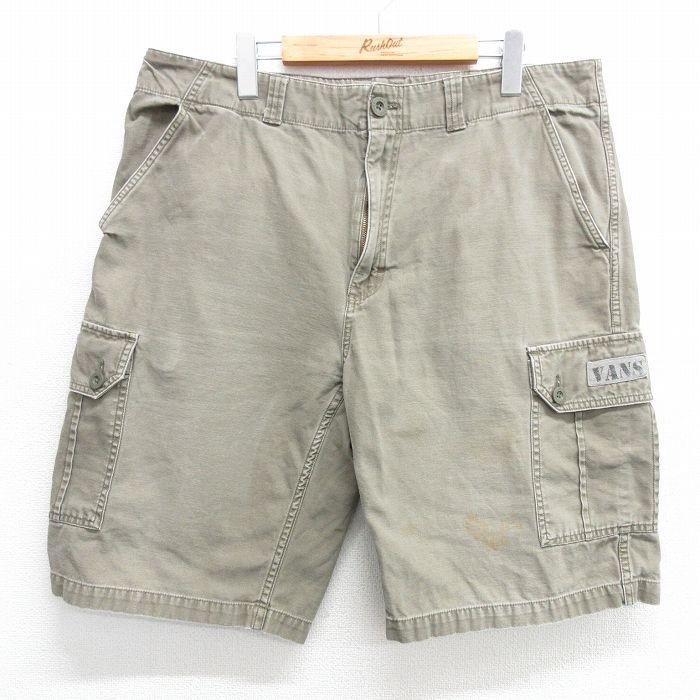 W38★古着 バンズ ショート カーゴ パンツ ショーツ メンズ コットン 緑系 グリーン 25apr26 中古 ボトムス 短パン ショーパン