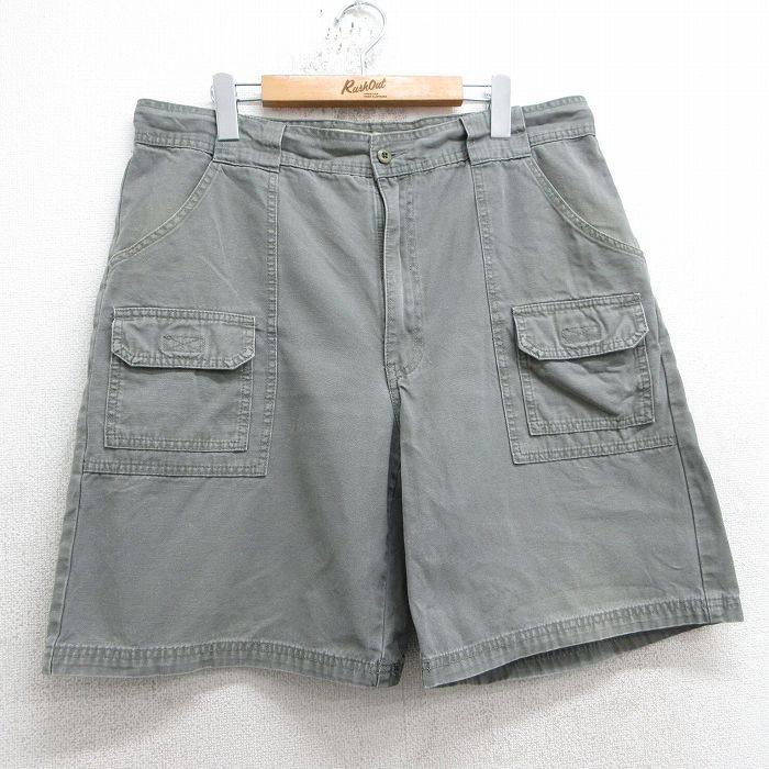 【20%OFF】W36★古着 カベラス ショート ブッシュ パンツ ショーツ メンズ ダック地 コットン グレー 25apr26 中古 ボトムス 短パン ショーパン