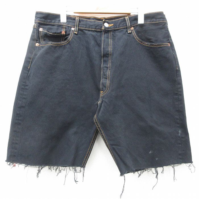【50%OFF】W38★古着 Levis リーバイス 501 ショート パンツ ショーツ メンズ コットン 黒 ブラック 25apr28 中古 ボトムス 短パン ショーパン ハーフ
