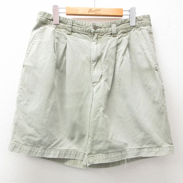 W33★古着 セントジョンズベイ ショート パンツ ショーツ メンズ 00年代 00s コットン ベージュ系 カーキ 25apr28 中古 ボトムス 短パン ショーパン ハーフ