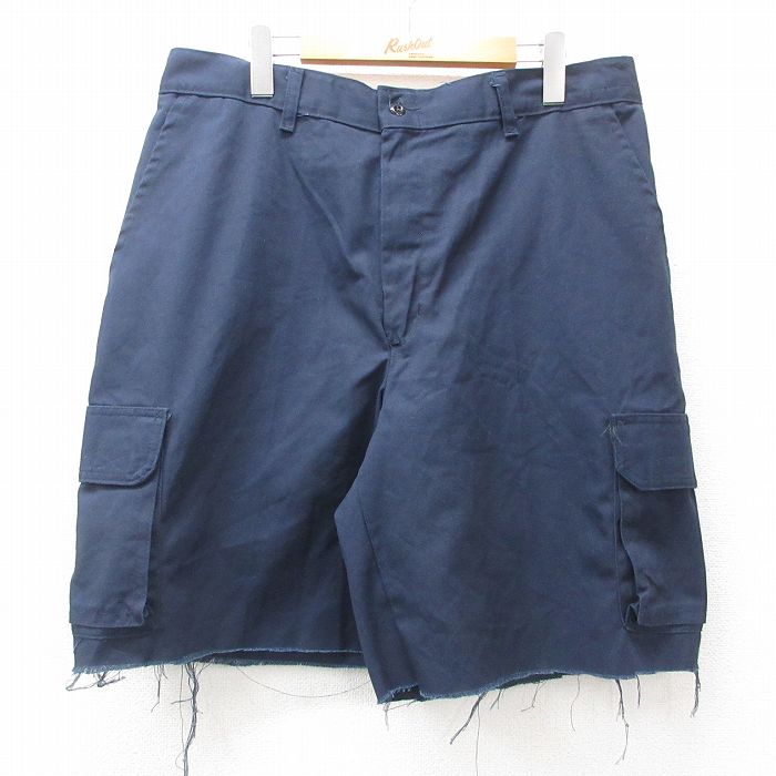 【50%OFF】W36★古着 ショート カーゴ パンツ ショーツ メンズ 紺 ネイビー 25apr28 中古 ボトムス 短パン ショーパン