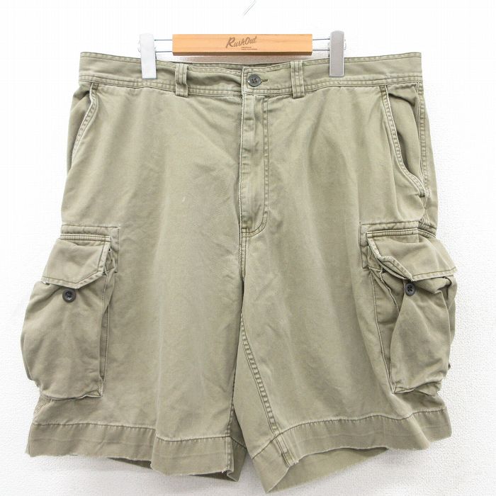 W38★古着 ラルフローレン Ralph Lauren ブランド ショート カーゴ チノ パンツ ショーツ チノパン メンズ 90年代 90s コットン 薄緑 グリーン 25apr28 中古 ボトムス 短パン ショーパン