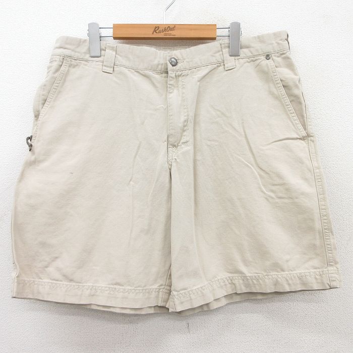 W37★古着 コロンビア COLUMBIA ショート パンツ ショーツ メンズ ダック地 コットン ベージュ カーキ 25apr28 中古 ボトムス 短パン ショーパン ハーフ