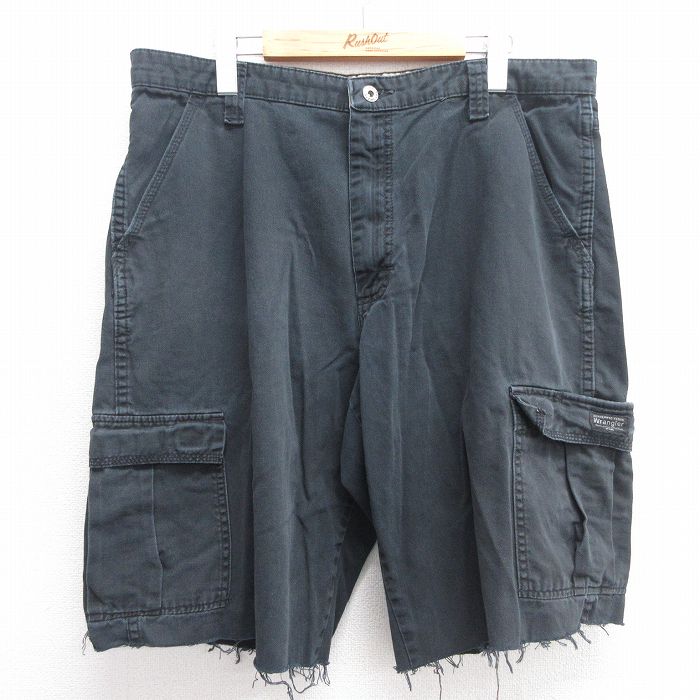 【50%OFF】W36★古着 ラングラー Wrangler ショート カーゴ パンツ ショーツ メンズ コットン 黒 ブラック 25apr28 中古 ボトムス 短パン ショーパン