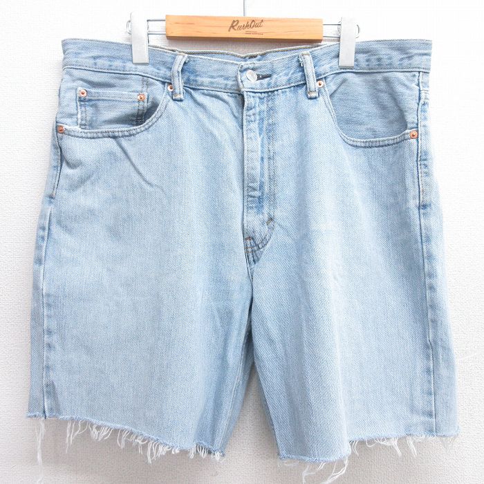 【50%OFF】W37★古着 リーバイス Levis 550 ショート パンツ ショーツ メンズ コットン 薄紺 ネイビー デニム 25apr28 中古 ボトムス 短パン ショーパン ハーフ