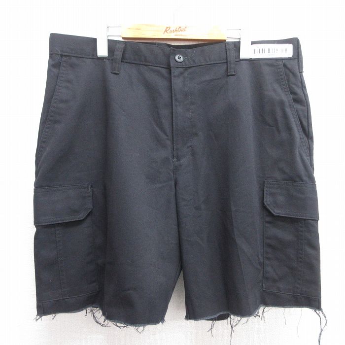 W37★古着 CiNTAS ショート ワーク カーゴ パンツ ショーツ メンズ 黒 ブラック 25apr28 中古 ボトムス 短パン ショーパン