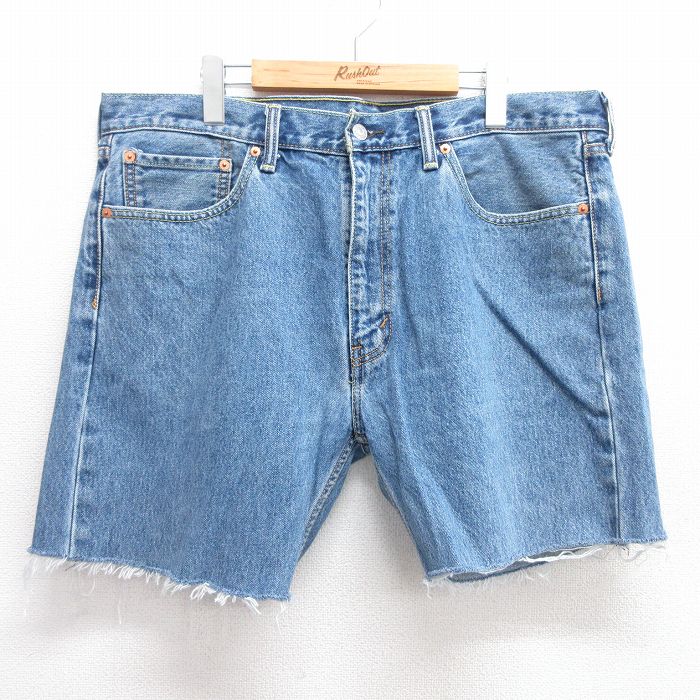 W38★古着 リーバイス Levis 505 ショート パンツ ショーツ メンズ コットン 紺 ネイビー デニム 25apr28 中古 ボトムス 短パン ショーパン ハーフ