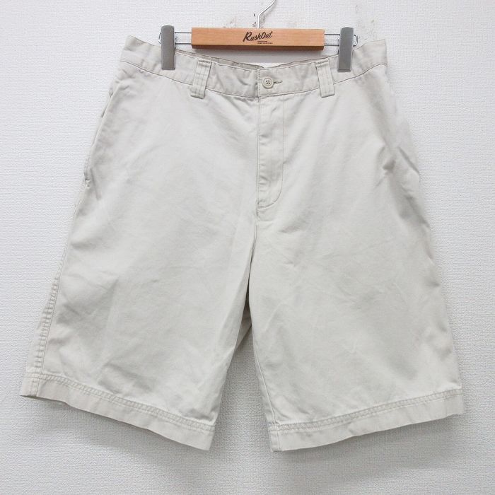 W33★古着 オールドネイビー OLD NAVY ショート チノ パンツ ショーツ チノパン メンズ コットン 薄ベージュ カーキ 25apr30 中古 ボトムス 短パン ショーパン