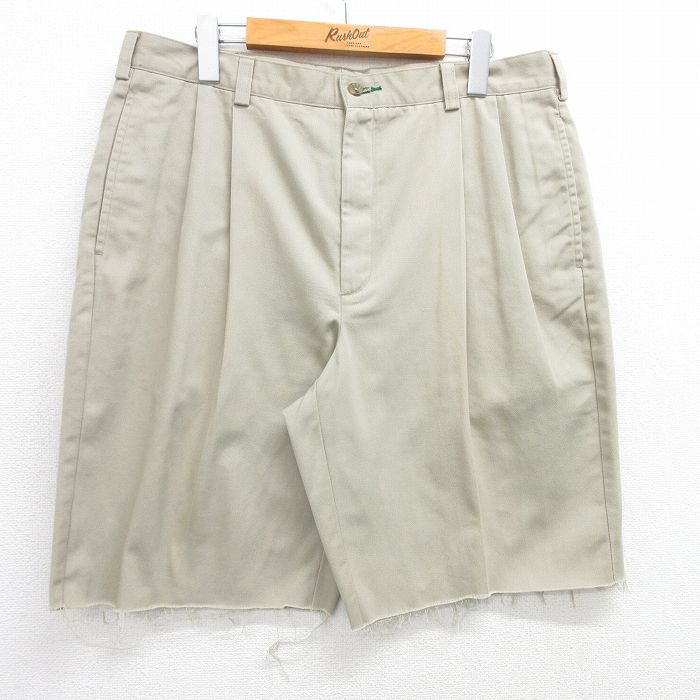 【50%OFF】W35★古着 トミーヒルフィガー TOMMY HILFIGER ブランド ショート チノ パンツ ショーツ チノパン メンズ 90年代 90s ワンポイントロゴ コットン ベージュ カーキ 25apr30 中古 ボトムス 短パン ショーパン