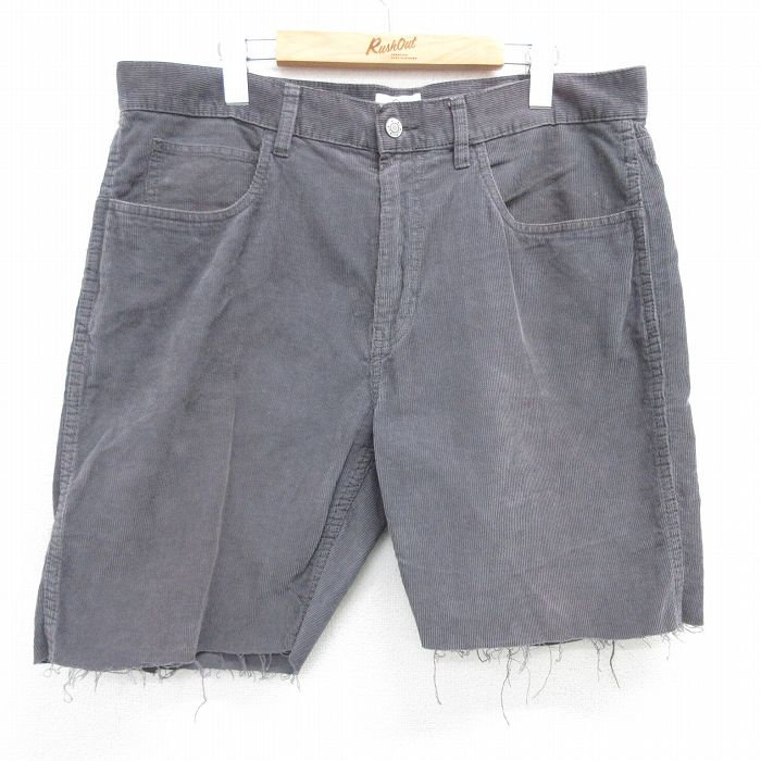 W36★古着 セントジョンズベイ ショート コーデュロイ パンツ ショーツ メンズ 太畝 コットン グレー 25apr30 中古 ボトムス 短パン ショーパン