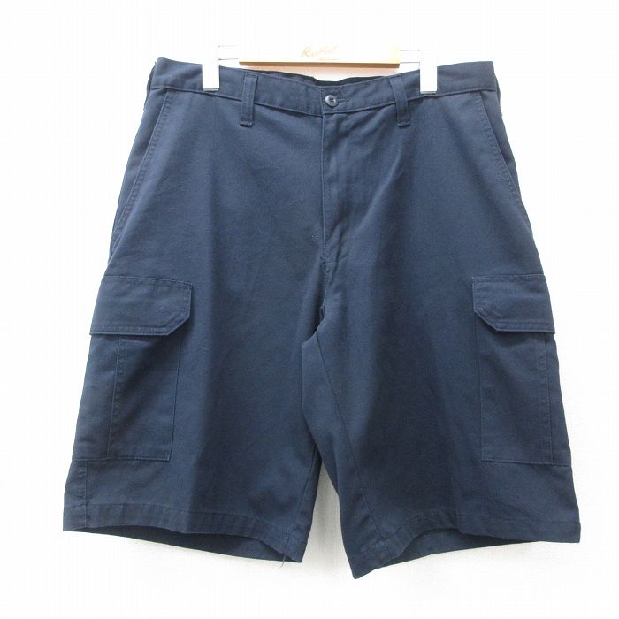 W34★古着 ショート ワーク カーゴ パンツ ショーツ メンズ CiNTAS 紺 ネイビー 25may08 中古 ボトムス 短パン ショーパン