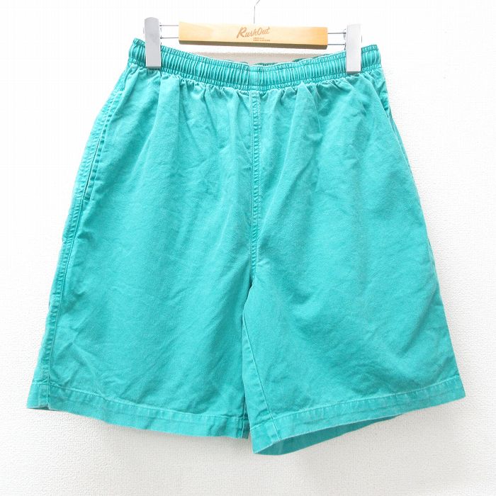 W31★古着 セントジョンズベイ ショート パンツ ショーツ メンズ 90年代 90s コットン 青緑 【spe】 25may08 中古 ボトムス 短パン ショーパン ハーフ