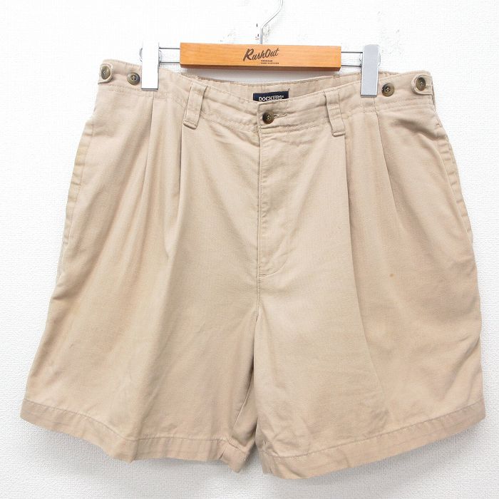 【50%OFF】W36★古着 ドッカーズ ショート パンツ ショーツ メンズ コットン ベージュ カーキ 25may08 中古 ボトムス 短パン ショーパン ハーフ