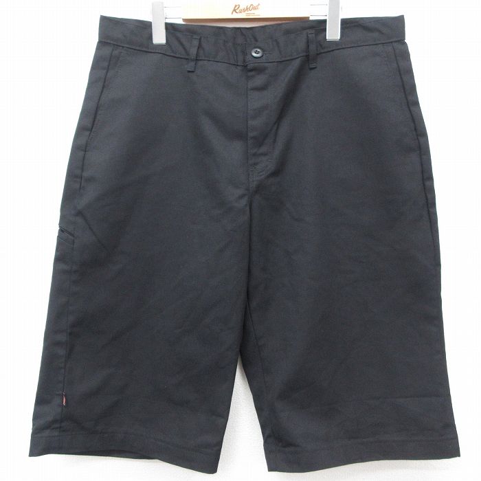 W38★古着 ディッキーズ Dickies ハーフ ワーク パンツ ショーツ メンズ 黒 ブラック 25may08 中古 ボトムス 短パン ショーパン