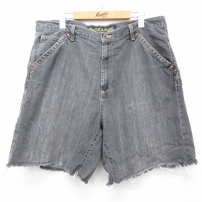 W37★古着 ノーティカ NAUTICA ブランド ショート ペインター パンツ ショーツ メンズ コットン グレー 25may08 中古 ボトムス 短パン ショーパン