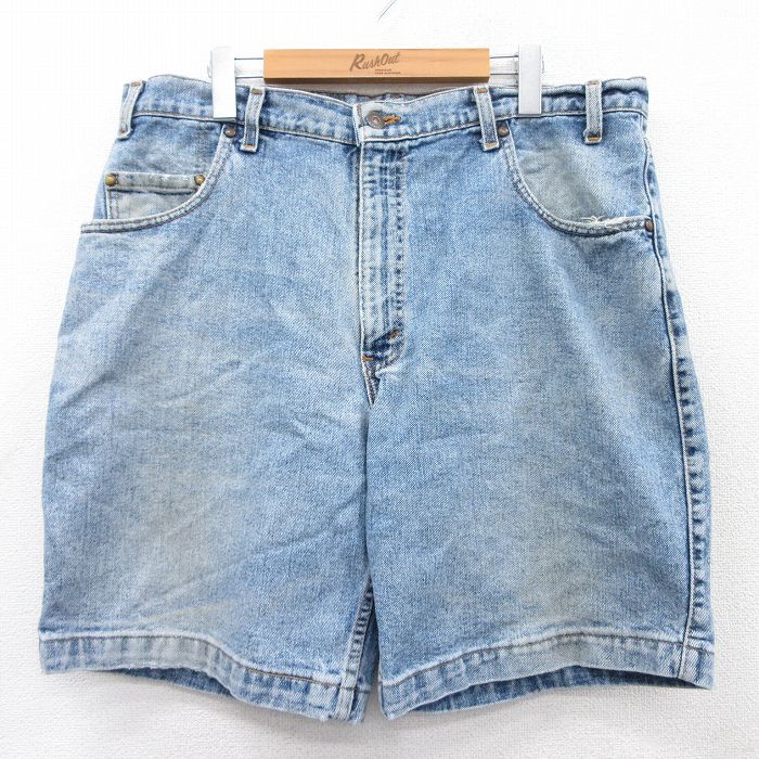 W38★古着 リーバイス Levis 545 ショート パンツ ショーツ メンズ 紺 ネイビー デニム 25may08 中古 ボトムス 短パン ショーパン ハーフ