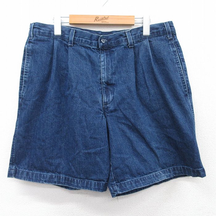 W36★古着 ドッカーズ ショート パンツ ショーツ メンズ コットン 紺 ネイビー デニム 25may08 中古 ボトムス 短パン ショーパン ハーフ