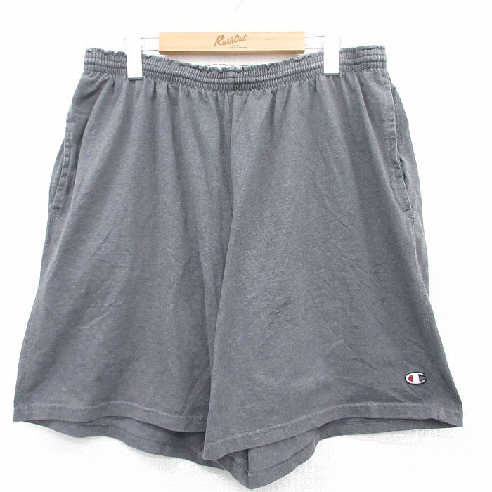 W40★古着 チャンピオン champion ショート イージー パンツ ショーツ メンズ ワンポイントロゴ 大きいサイズ グレー 霜降り 25may08 中古 ボトムス 短パン ショーパン