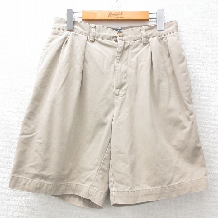 W30★古着 ラルフローレン Ralph Lauren ブランド ショート チノ パンツ チノパン ショーツ メンズ 90年代 90s コットン ベージュ カーキ 25may09 中古 ボトムス 短パン ショーパン