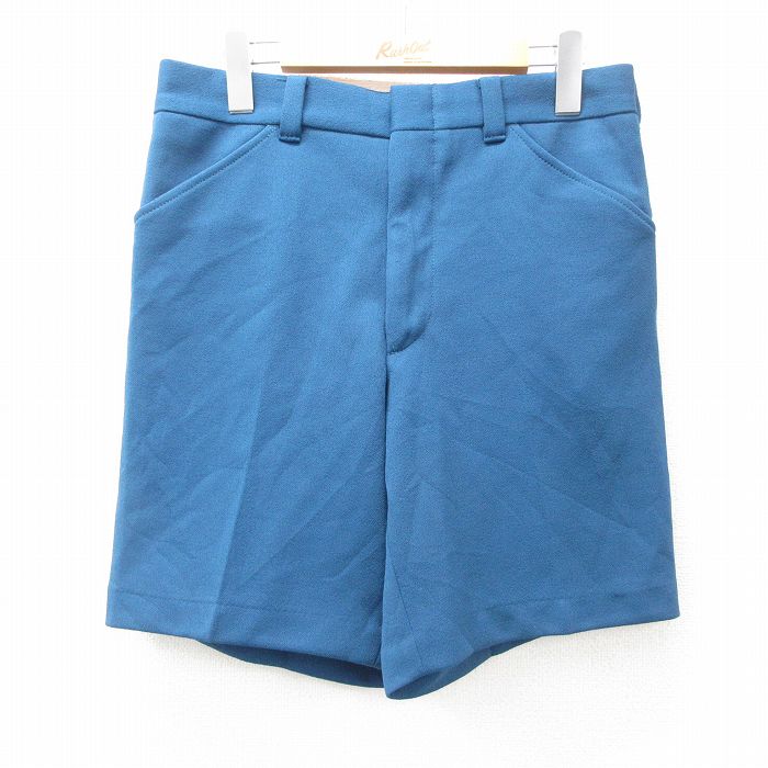 W31★古着 モンゴメリーワード ショート パンツ ショーツ メンズ 80年代 80s タロン 紺 ネイビー 25may09 中古 ボトムス 短パン ショーパン ハーフ